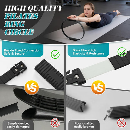SUBCULTUREPICK Pilates Ring, Silicone Magic Pilates Rings, Lightweight & Durable Flexible Fitness Circle Exercise Equipment for Toning Arms, Thighs,Legs, Core,Yoga & Physical Therapy
