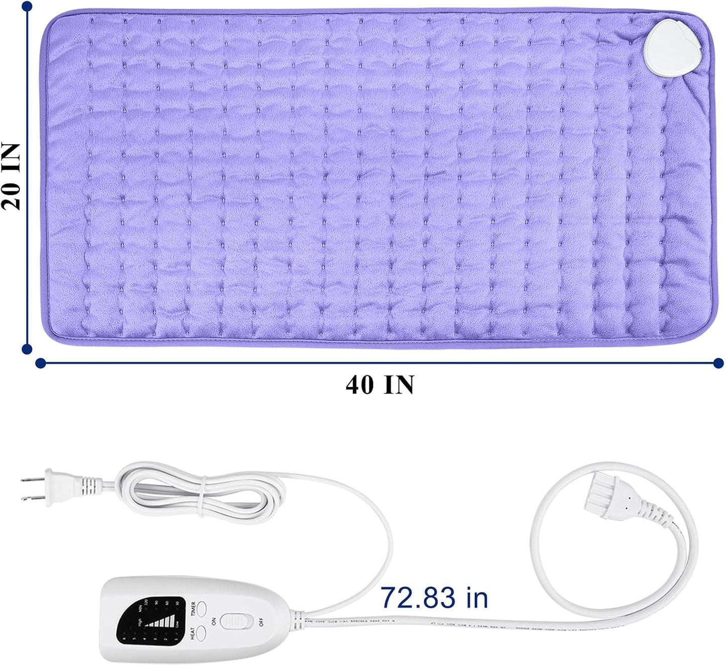 Electric Heating pad with 6 Heat Settings, Auto Shut Off, Dry Electric Heating for Back Neck Knee Arms Legs Shoulder Heat Pads for Christmas Birthday Father Mother's Day (24"X12", Gray Green)