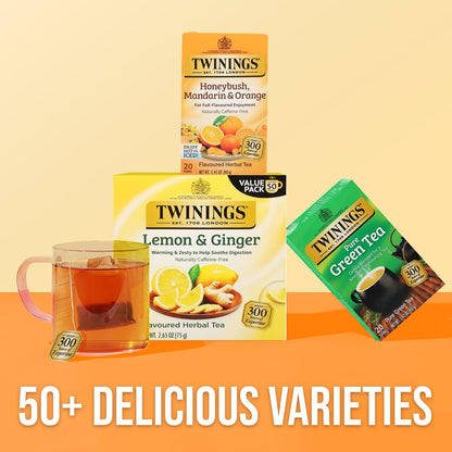 Twinings Honeybush, Mandarin, & Orange Herbal Tea Individually Wrapped Bags, 20 Count (Pack of 1), Naturally Caffeine-Free, Enjoy Hot or Iced, 20 Teabags
