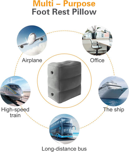 Sunany Inflatable Foot Rest Pillow for Travel, Kids/Adults Airplane Travel Pillow-Adjustable Height for Kids to Sleep While Traveling,Suitable for Airplane, Office, Home, Cars and Any Travel (1 Pack)
