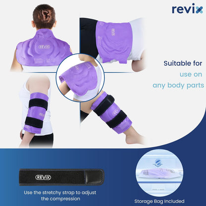 REVIX 20‘’ XXXL Knee Ice Pack Wrap Around Entire Knee, Extra Large Ice Pack for Knee Meniscus Tear and Arthritis, Cold Compress Therapy, Reusable Ice Wraps for Back, Shoulder, Post-Workout Recovery