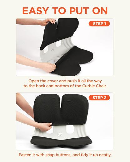 curble Grand– Extra Wide Ergonomic Seat Support, Sit Straighter Without Effort, Passive Posture Trainer for Office, Home & Car (Grey)