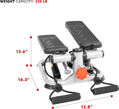 Sunny Health & Fitness Mini Steppers with Digital Monitor and Resistance Bands, Compact Low-Impact Cardio Machines for Home Workouts