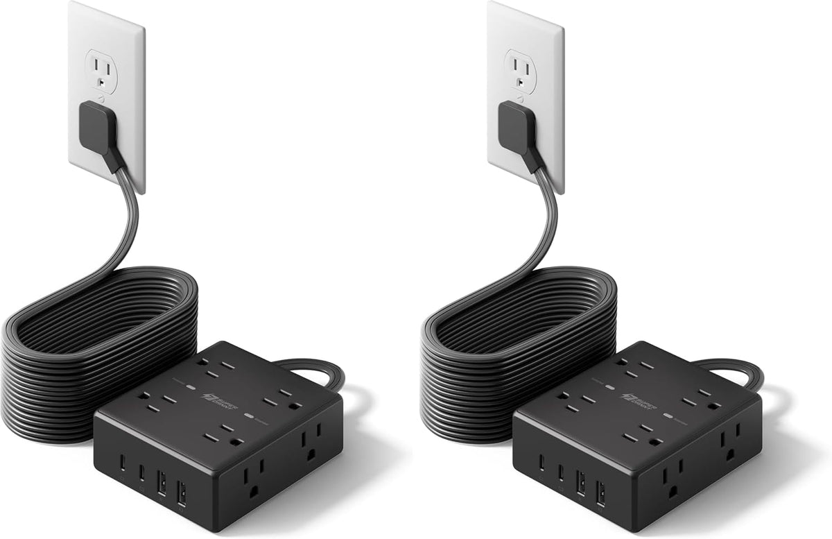 SUPERDANNY Extension Cord,Flat Plug Surge Protector Power Strip,10Ft