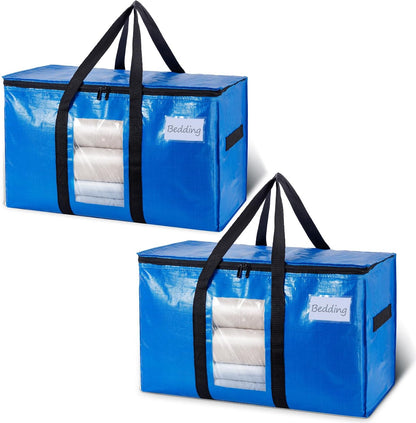 TAILI Blue Extra Large Moving Bags,Storage Bags with Visible Window