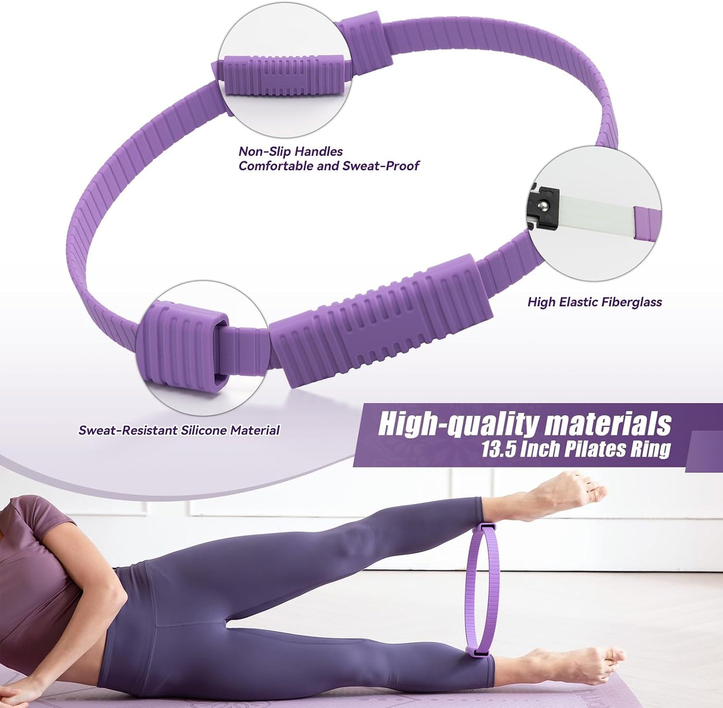 Krightlink Pilates Ring Circle, 14" Magic Circle Pilates Rings for Focusing on Toning Inner Thighs, Arms, and Core, Fitness Exercise Ring Workout Ring for Yoga and Pilates