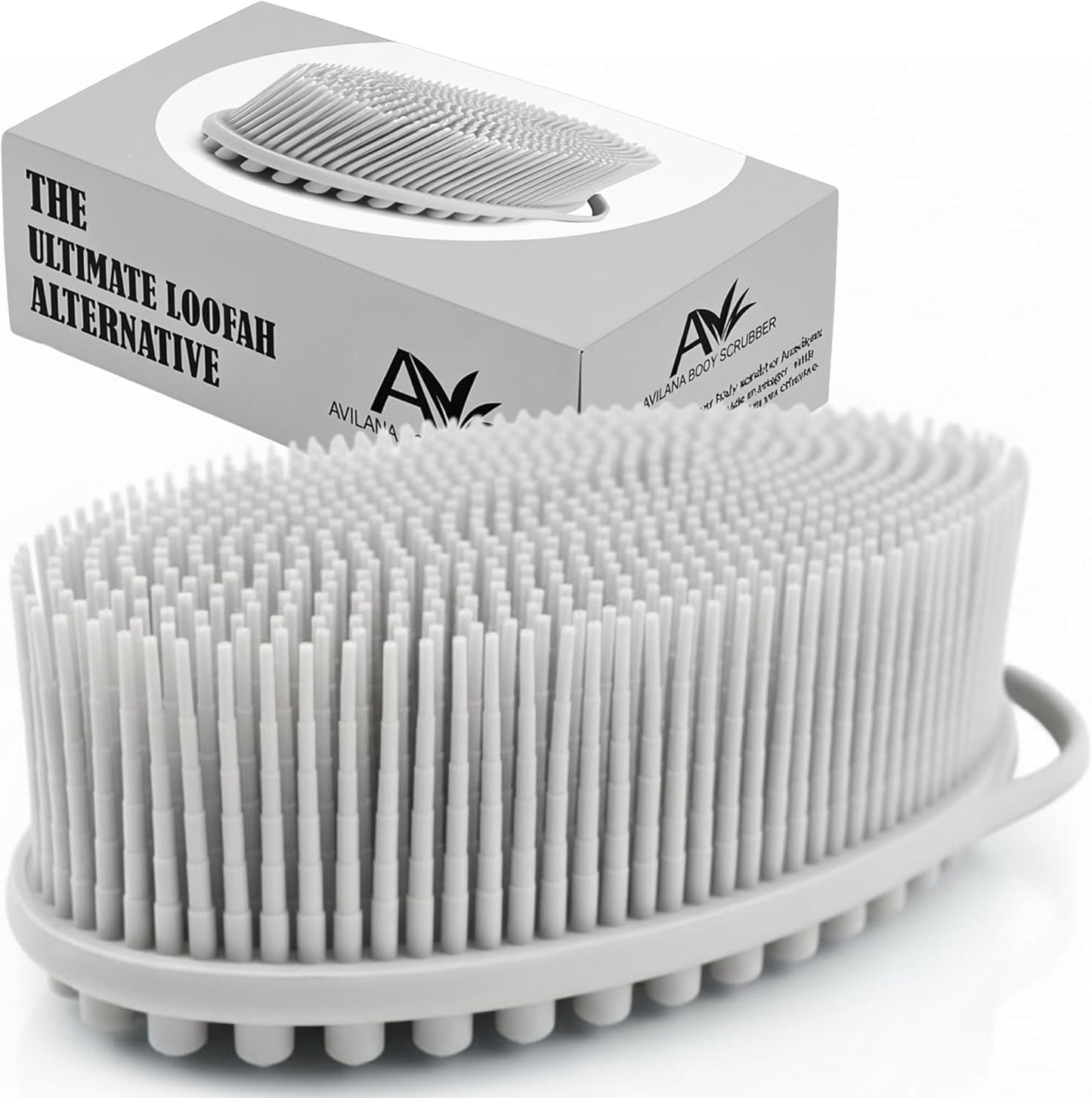 Avilana Premium Silicone Body Scrubber - Trusted Since 2017 - SGS Certified Food Grade Dual Sided Bath Brush, Quick-Dry Exfoliating Loofah Alternative, Massage Brush Sensitive Skin Women Men