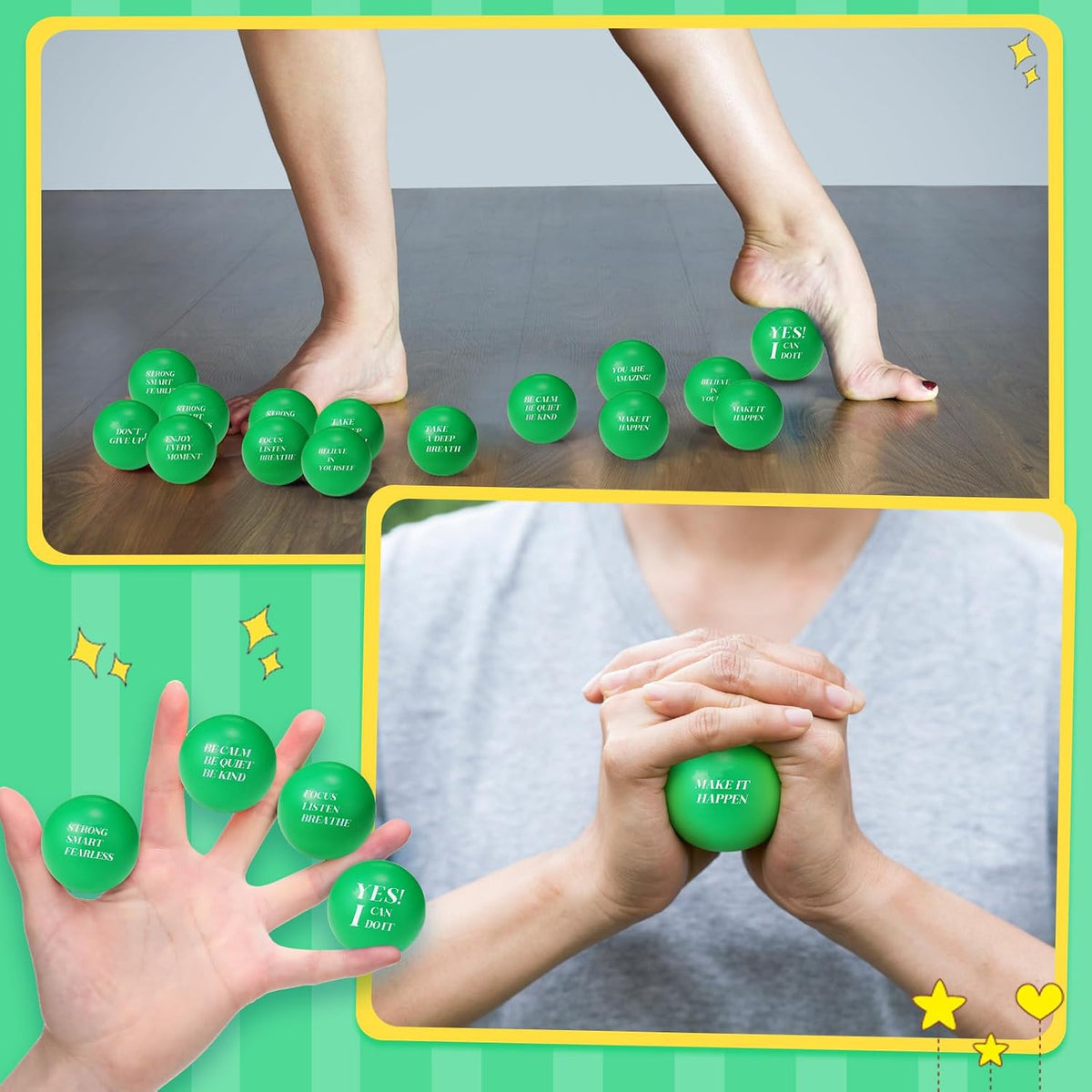 Sotiff 100 Pcs Motivational Balls Bulk for Adults, Ten Colors Inspirational