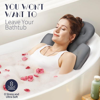Full Body Bath Pillow for Bathtub, Thick Bathtub Cushion, Luxury Tub Pillow for Bath for Headrest Neck and Back Support White 51" x 16"
