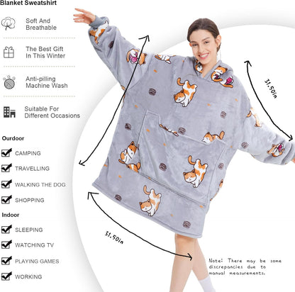Aemilas Wearable Blanket Hoodie - Warm Sherpa Blanket Sweatshirt as Gifts for Adult Women Mom Men, One Size Fits All