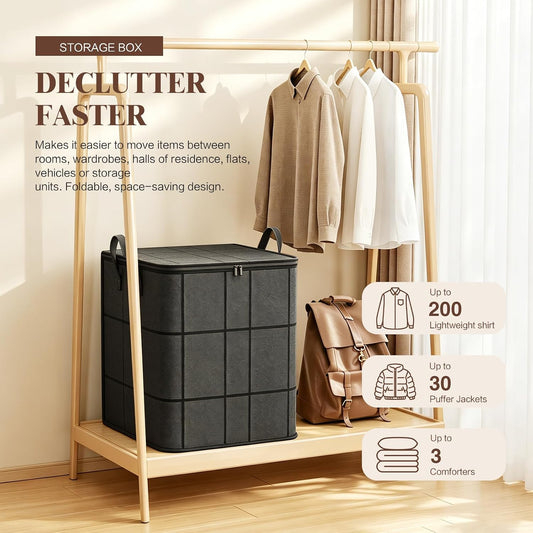 180L Spacious Moving Storage Bin 2PC, L Zippered Fabric Clothes Organizer