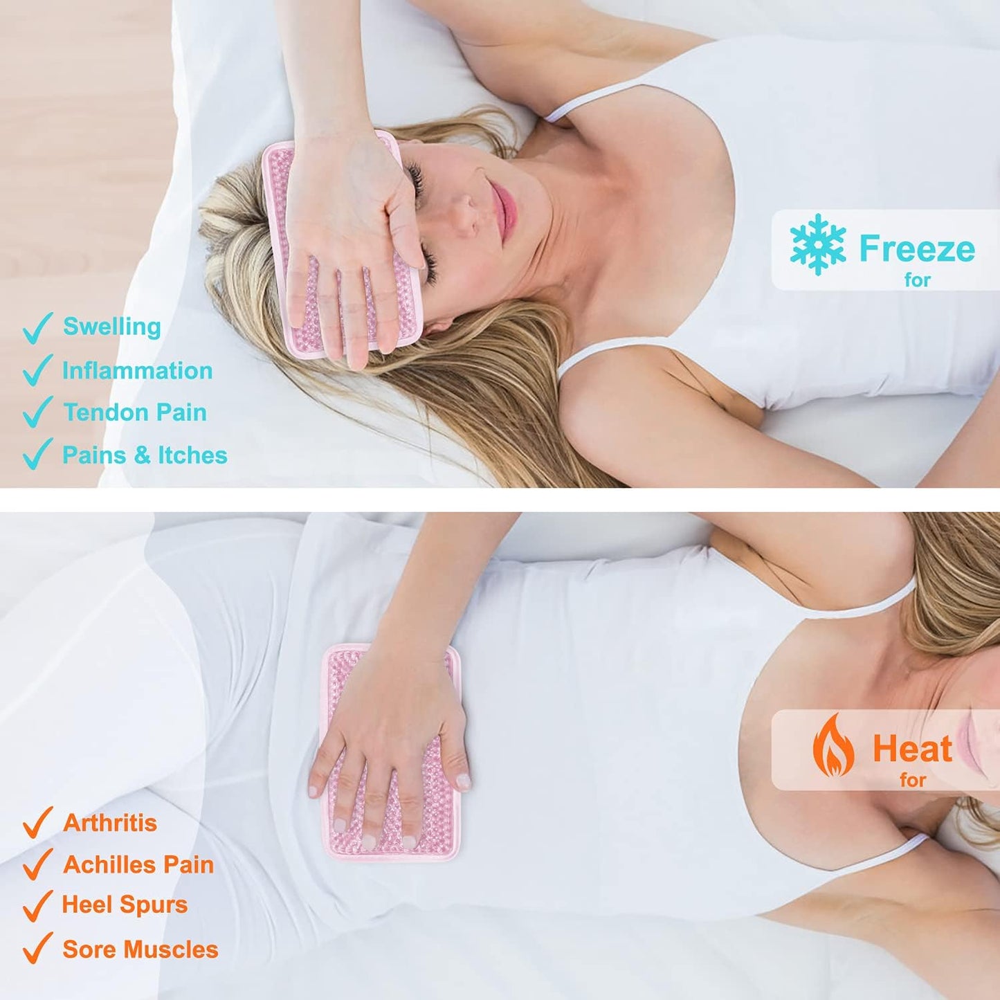 Gel Beads Ice Pack Ice Bag with Strap-1 Pack Reusable Hot & Cold Pack Compress for Knee, Shoulder, Foot, Back, Ankle, Neck, Hip, Elbow, Wisdom Tooth-7.76''x4.93''(Blue)
