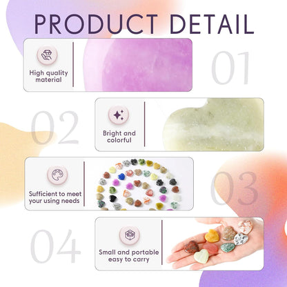 Nuenen 72 Pcs Heart Worry Healing Stone 0.8 in Polished Crystal Chakra Gems