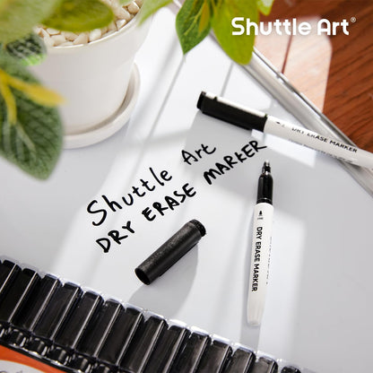 Shuttle Art Magnetic Whiteboard Markers, 20 Pieces Fine Tip and Eraser, Dry Erase Whiteboard Markers, for Writing on Whiteboards, Weekly Planner, Glass for School Office Home