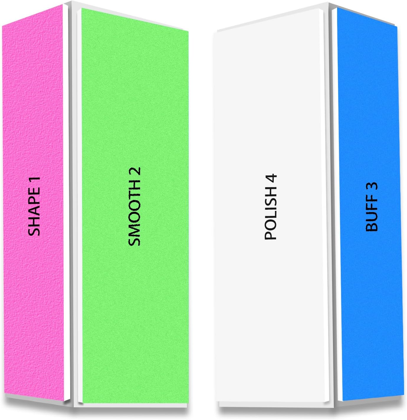 4 Way Nail Buffer Block (2 Pcs), Nail Shine Buffers Blocks Files for Natural and Acrylic Nails Smoother Buffing Block Polisher Fingernail File Buffer 120/240/600/3000 Grit for Buffing Shinning