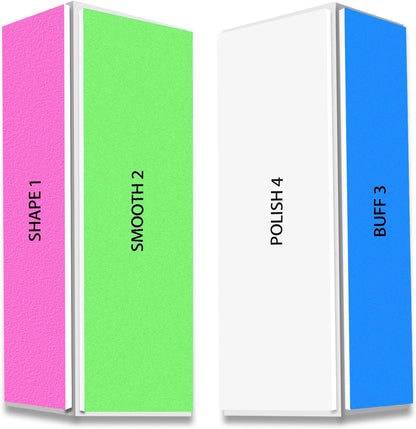 4 Way Nail Buffer Block (2 Pcs), Nail Shine Buffers Blocks Files for Natural and Acrylic Nails Smoother Buffing Block Polisher Fingernail File Buffer 120/240/600/3000 Grit for Buffing Shinning