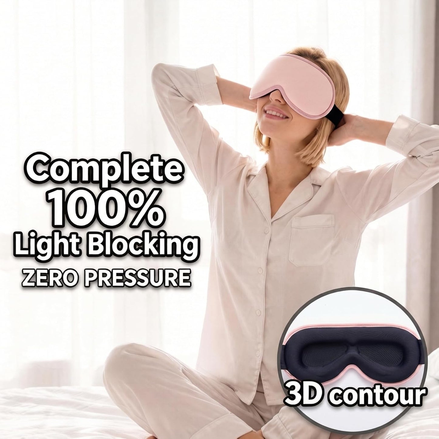 3D Cooling Gel Weighted Eye Mask for Sleeping, 100% Blackout Sleep Mask