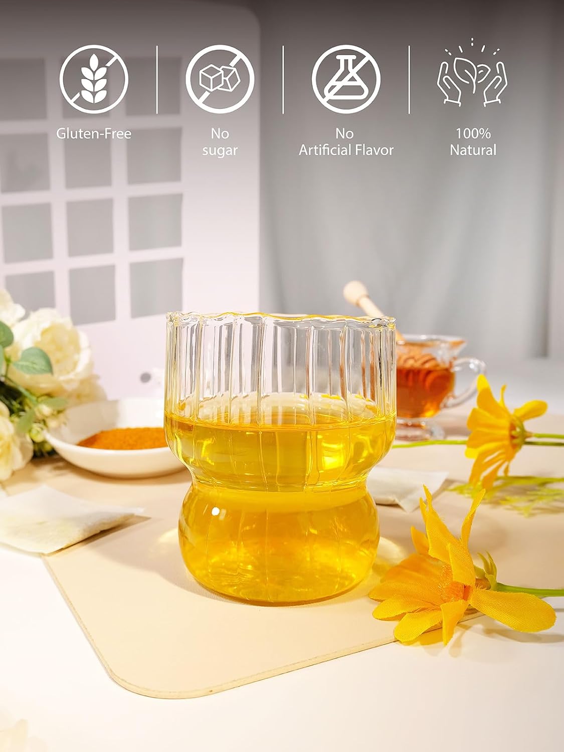 TeeLux Ginger Turmeric Green Tea Bags, Sweet Honey Aroma, Caffeinated 100ct