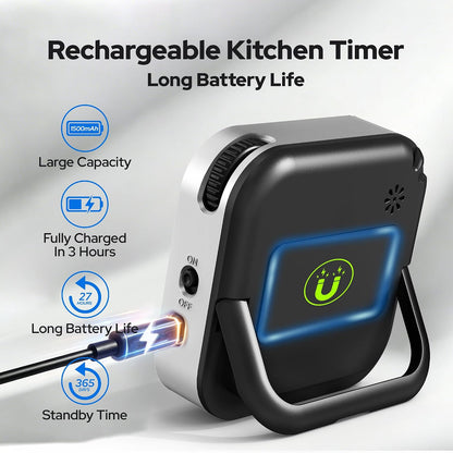 Visual Timer for Kids with Color Display Kitchen Timer 1500mAh Battery | Memory Function Scroll Wheel Control, Magnetic Back with Stand, Up to 12h59m Countdown, Kitchen, Study & Classroom