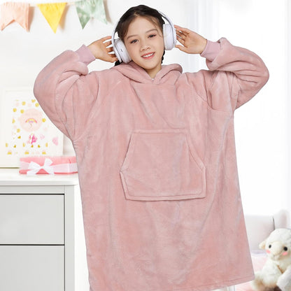 Waitu Wearable Blanket Sweatshirt Gifts for Women and Men, Warm and Cozy Giant Blanket Hoodie, Thick Flannel Blanket with Sleeves and Giant Pocket - Dark Gray