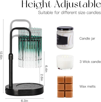 Candeldo Candle Warmer Lamp with Timer: Black Candle Warming Lamp Height Adjustable Wax Melt Warmer Dimmable Modern Farmhouse New Home Bedroom Decor Mothers Day Housewarming Gift for Women