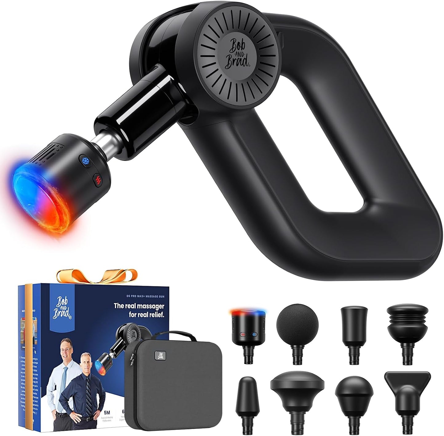 BOB AND BRAD D6 Pro Plus Massage Gun with Heat, Deep Tissue Percussion with 16mm Amplitude, Professional Muscle Massager Gun for Athletes, Quiet Electric Handheld Massager