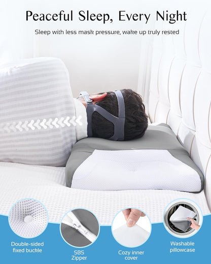CPAP Pillow for Sleeping, HSA/FSA Sleep Apnea Pillow for All CPAP Masks Users to Reduce Air Leaks, Masks Pressure, Memory Foam with Cooling & Breathable Pillowcase for Side Back Sleeper