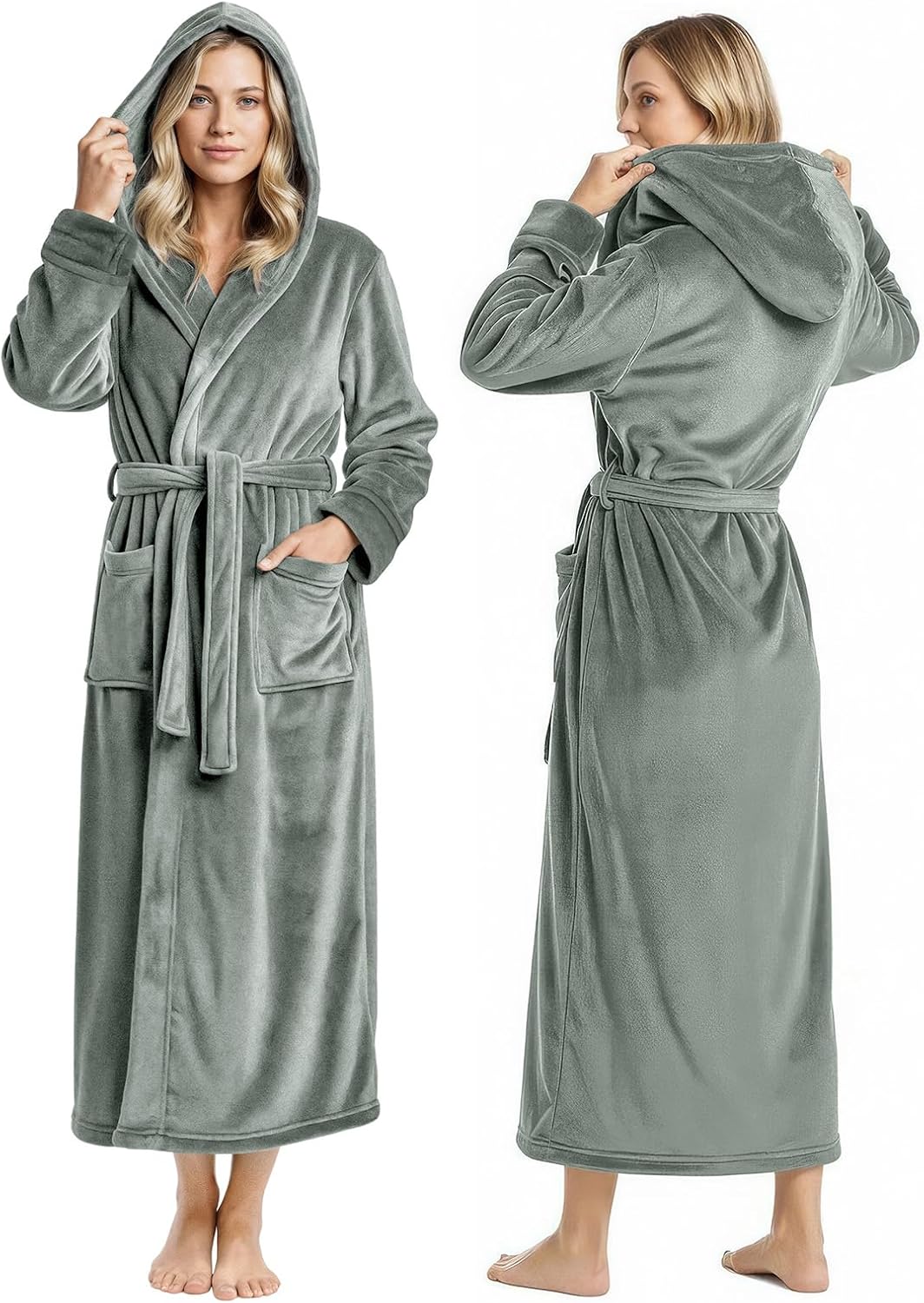 Premium Ultra Soft Robes for Women with Hood Plush Fleece Long Bathrobe