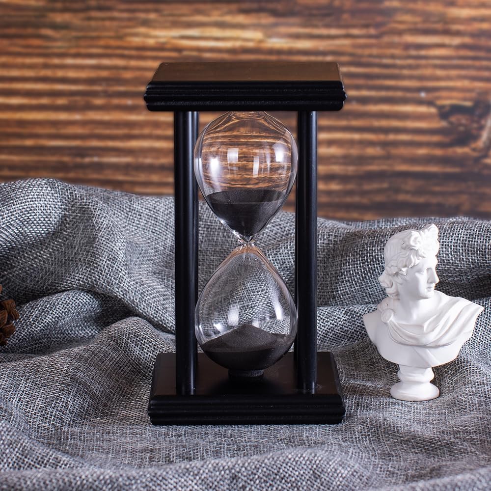 BELLAWARE Hourglass Timer with Red Sand, 60 Minute Wooden Sand Timer | Creative Handcraft Decoration