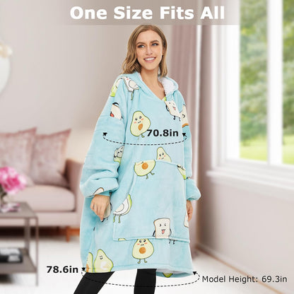 THREE POODLE Wearable Blanket Hoodie for Women, Oversized Sherpa Sweatshirt Blanket for Adults Men, Cozy Hooded Blankets, Gifts for Teen Girls Women Mom Sister