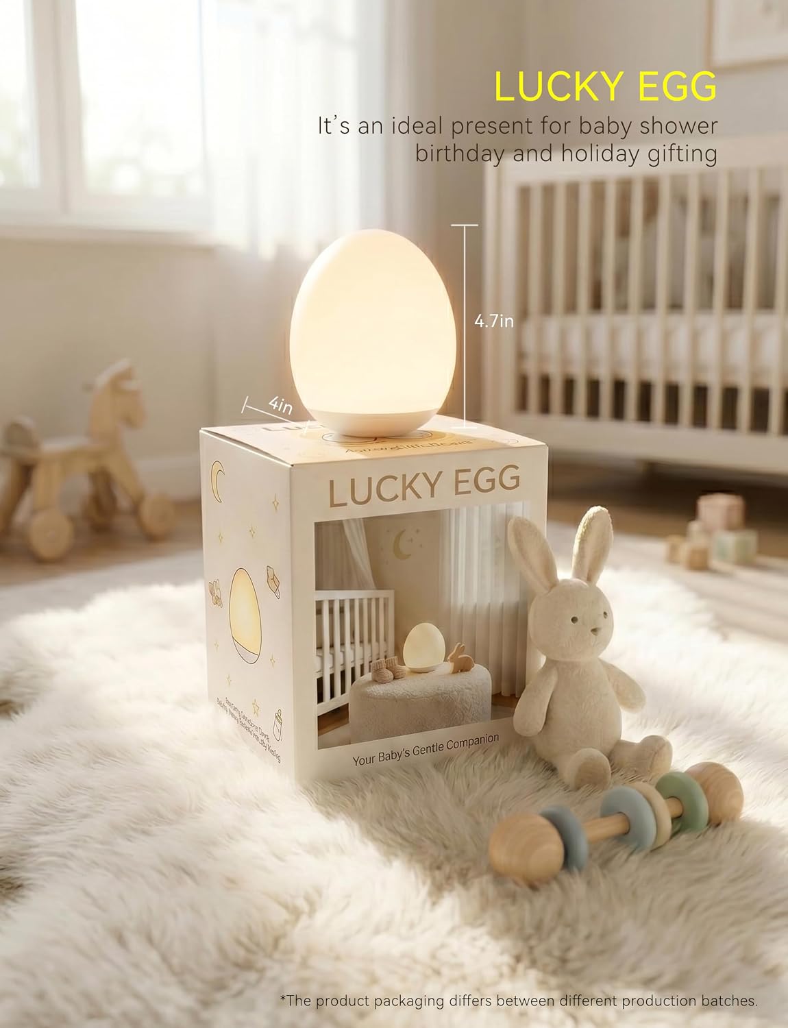 Night Light for Kids,Egg Night Light for Baby Nursery, 3-Level Dimming &30-Min Timer Portable Nursery Night Lamp forBaby Nursery & Kids Bedroom,BPA Free, Eye Caring, Soft