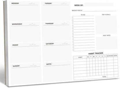 Weekly Planner Desktop List Note Pad To Do List with Magnet Mountings for Fridge Locker (90 Sheets 9" x 6")