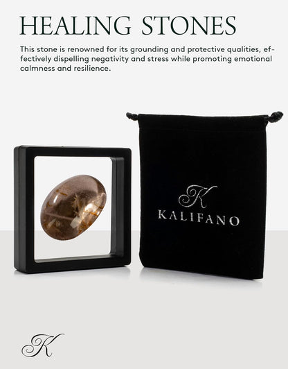 KALIFANO Palm Stone with Healing & Calming Effects - AAA+ Grade High Energy Worry Stone with Information Card - Reiki Crystal Used for Courage (Family Owned and Operated)