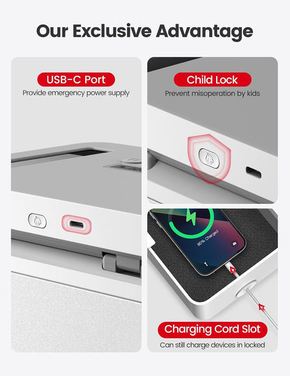 Vaydeer Metal Time Lock Box, Phone Lock Box with Timer for Focus & Wellness