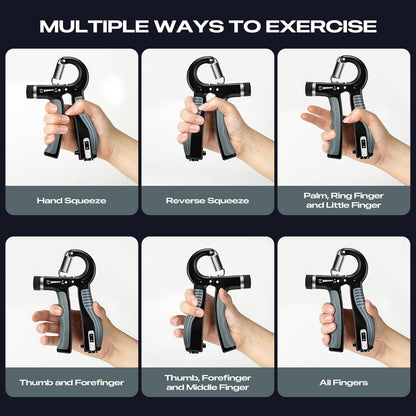 JTHEW Grip Strength Trainer - Adjustable Resistance 11-132lbs/5-60kg Hand Gripper & Forearm Strengthener Device with Smart Counter for Sports & Rehab