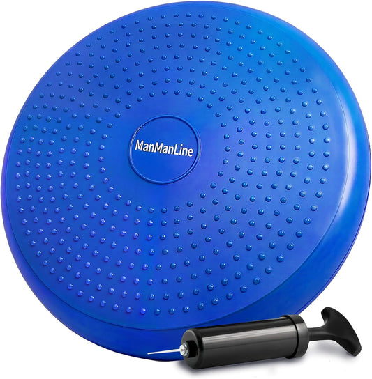 Wobble Cushion Balance Disc, Extra Thick Sensory Pad for Kids & Adults, Flexible Seating Core Strength Trainer for Posture Correction, Desk, Yoga & Stability Workout with Pump