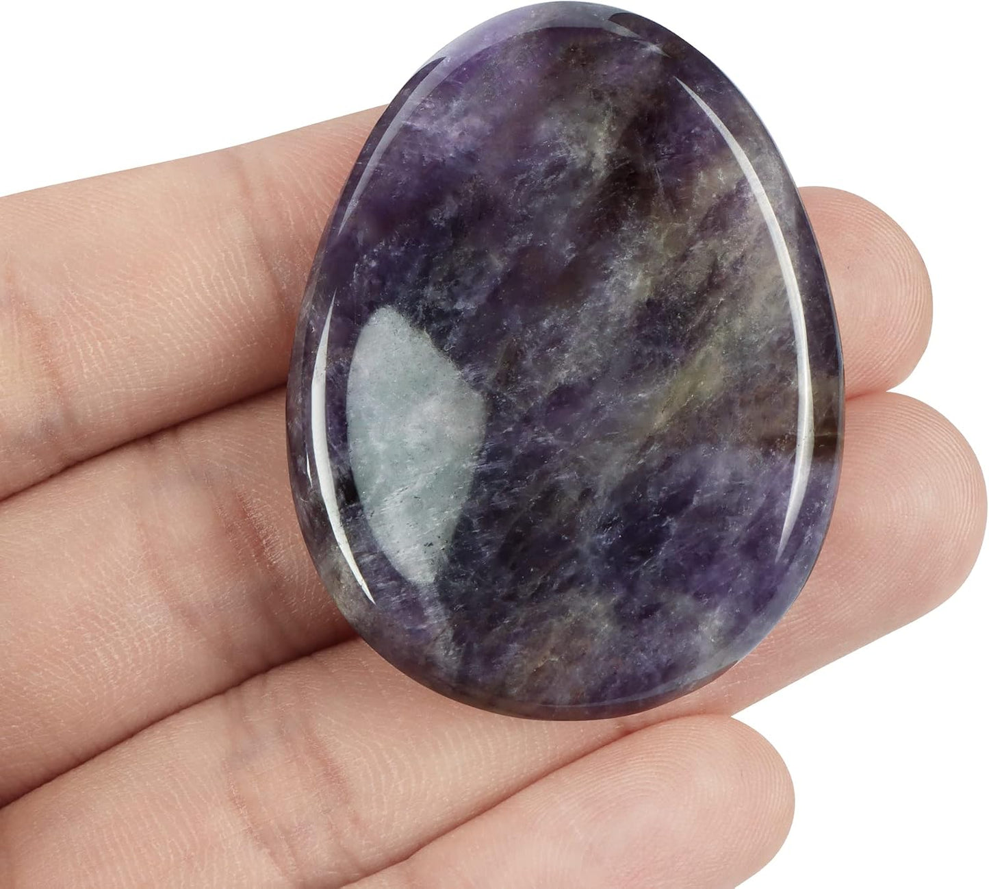 Artistone Moss Agate Crystal Chakra Thumb Worry Stone Teardrop Reiki Healing Stone Pocket Palm Stones for Anxiety Stress Relief Meditation Therapy Geometry Home Decor