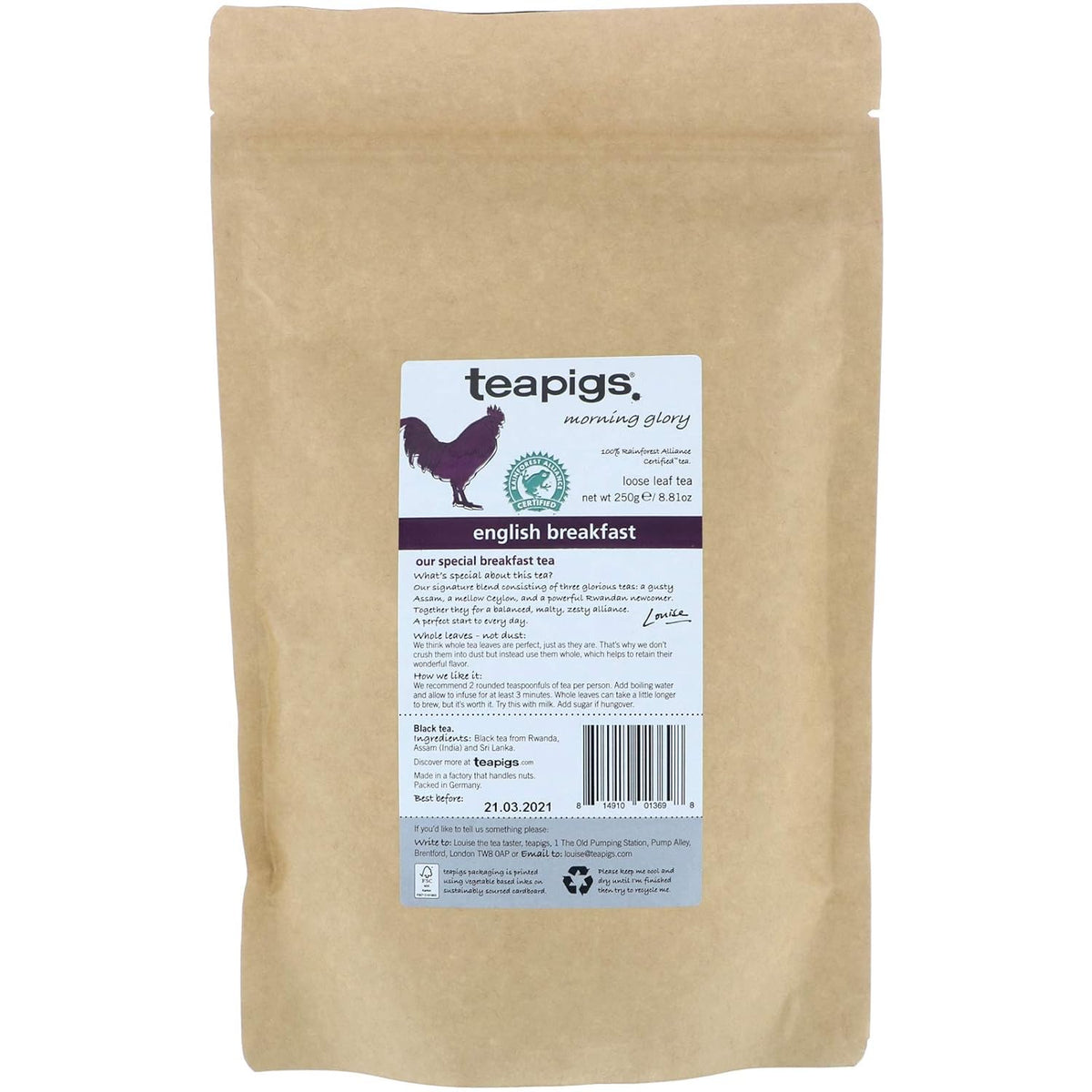 teapigs, English Breakfast Black Tea, Made with Whole Leaves, Loose Leaf Tea, Pack of 250, Bold, Malty & Full-Bodied