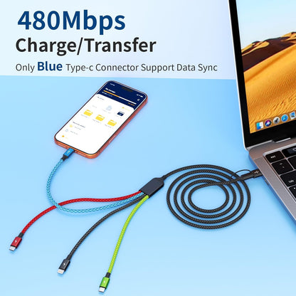 4 in 1 Multi Charging Cable, 5FT Charging Cords for Multiple Devices