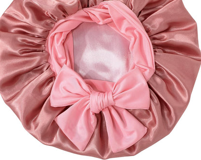 GDTOGRT Satin Silk Bonnet for Sleeping Women - Double Layer Sleep Hair Bonnets Caps for Curly Braid Hair with Tie Band