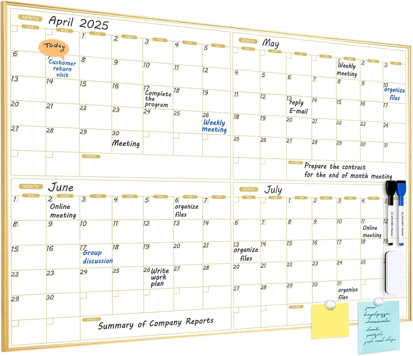 ARCOBIS Monthly Calendar Whiteboard