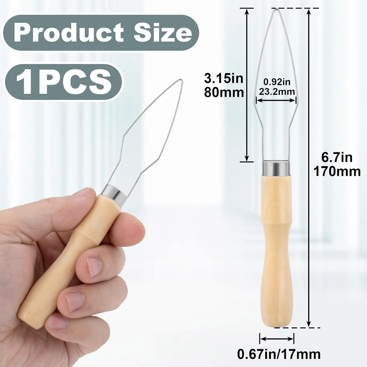 Easy Button Hook, Wood Button Hook for Seniors, One Hand Button Helper Tool Fastener Assist Device for Elderly, Arthritis, Easy Dressing (1 Pack)