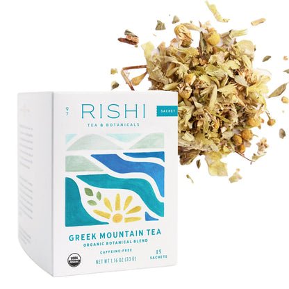 Rishi Tea Greek Mountain Organic Herbal Tea Bags, Caffeine Free, 15ct