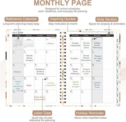 Planner 2026-2027, Weekly and Monthly Calendar Planner, JUL 2026 - JUN 2027 | Academic Year, Daily Agenda Book, A5(6.3'' x 8.5''), Sprial Bound, Inner Pocket, Office School Use