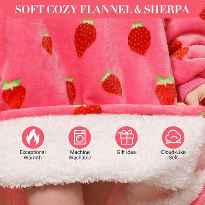 LetsFunny Blanket Hoodie,Oversized Wearable Sherpa Fleece Blanket Sweatshirt,Super Soft Warm Cozy with Giant Pocket,Gifts for Women Men Adults Teenagers, One Size Fits All
