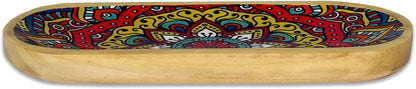 Bless-International Traditional-Handmade-Tray-Burner Wooden-Trat-Incense-Stick-Holder Ash-Catcher-Stand for-Aromatherapy-Meditation-Yoga 11x4x1.22 Inches (Wooden Tray)