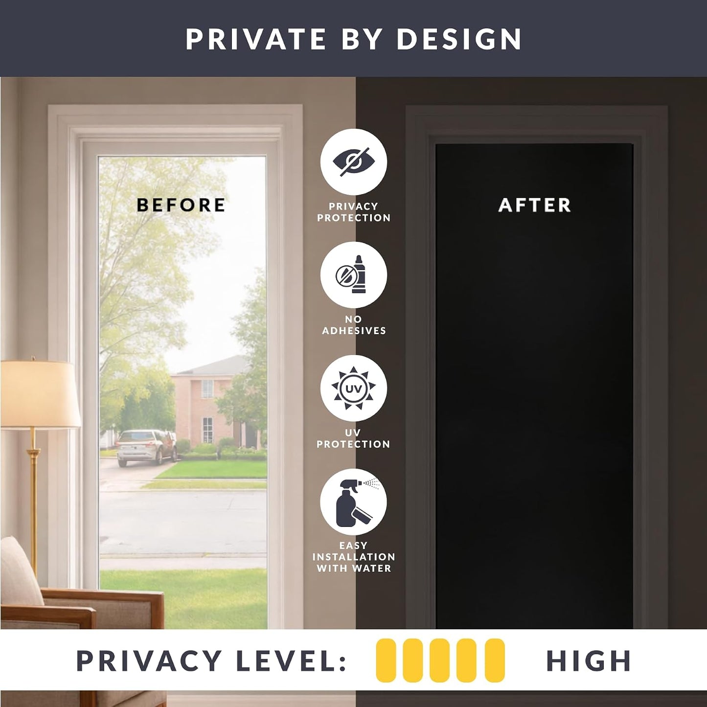 Blackout Light Effects Window Privacy Film by Artscape - Light Blocking Blackout Film, Static Cling, Full Coverage Privacy, Light Control, Helps Create a Calm, Focused Space - 17.72 x 72 Inch
