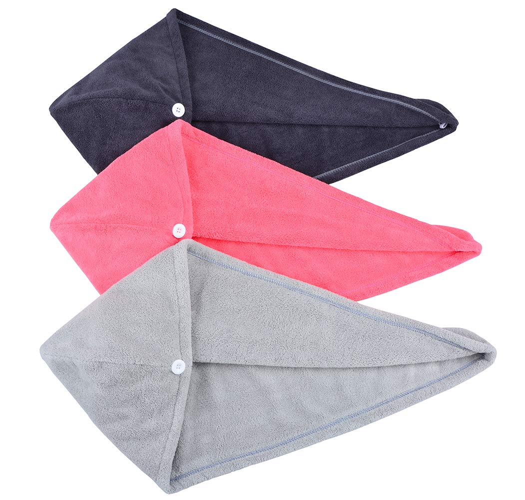 HOPESHINE Hair Towel Twist Microfiber Bamboo Fabric Women's Soft Shower Towels for CurlyHair Turban Wrap Drying Cap Great Gift for Girls 3-Pack