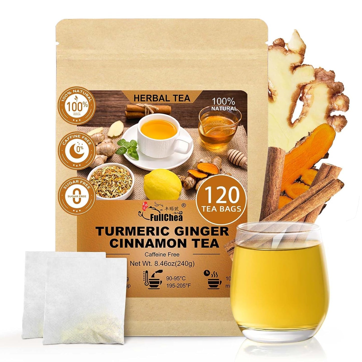 FullChea - Rooibos Tea Bags, 60 Counts - Premium South African Natural Rooibos - Non-GMO - Caffeine-Free - Antioxidant-Rich & Supports Digestion