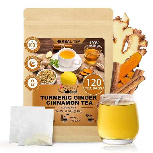 FullChea - Turmeric Ginger Cinnamon Tea Bags, 120 Count, Dried Herbal Blend